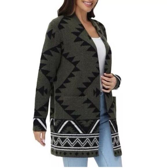 Frye Aztec Southwest Cardigan Knit Sweater with Pockets - Picture 1 of 6